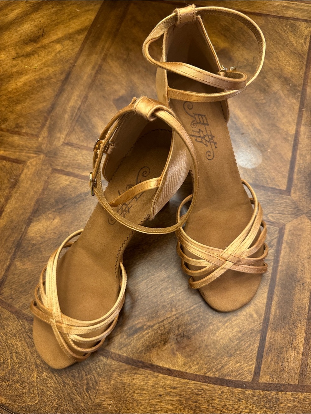 New Betty Dance Shoes tan satin Latin dance shoe 40